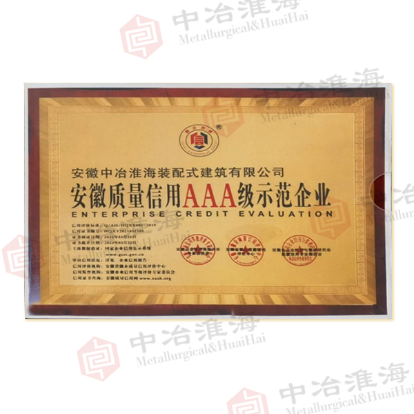 16安徽質(zhì)量信譽AAA級示范企業(yè)